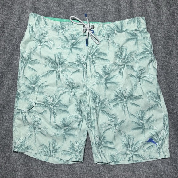 Tommy Bahama Other - Tommy Bahama Swim Trunks Mens M Green Tropical Palm Print Board Shorts Liner